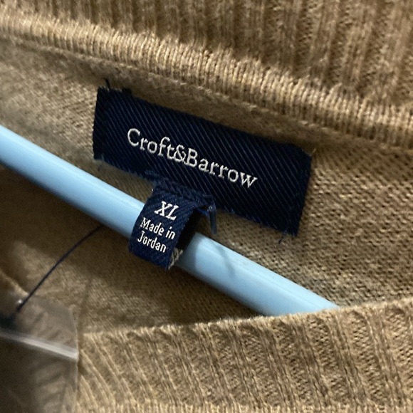 Size tag New Croft & Barrow Wool Blend Soft Argyle Sweater Brown Plaid Men’s - Picture 7 of 7